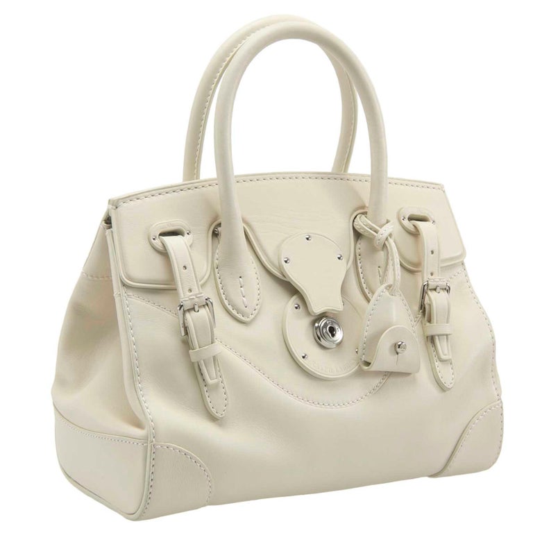 Ralph Lauren Cream Soft Leather Ricky 27 Top Handle Bag For Sale at 1stDibs