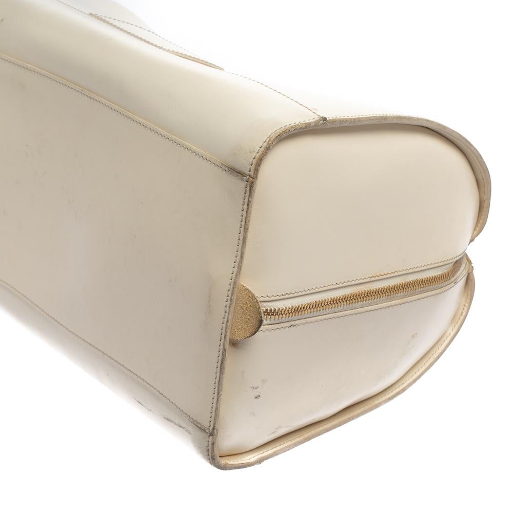 Ralph Lauren Cream White Leather Stirrup Boston Bag 4