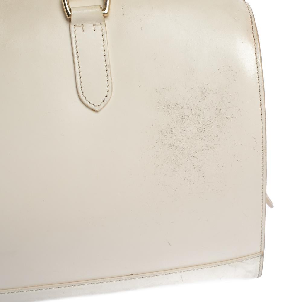 Ralph Lauren Cream White Leather Stirrup Boston Bag 5