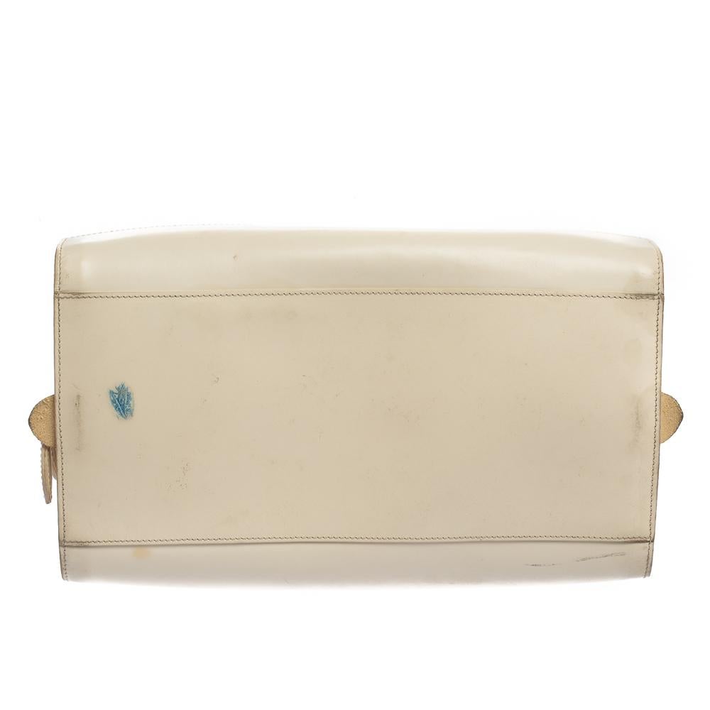 Ralph Lauren Cream White Leather Stirrup Boston Bag 6