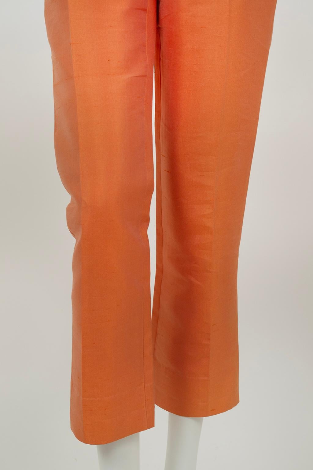 Ralph Lauren Cruise Orange Thai Silk Kick Flare Capri Pant, Hong Kong – S, 2001 For Sale 6
