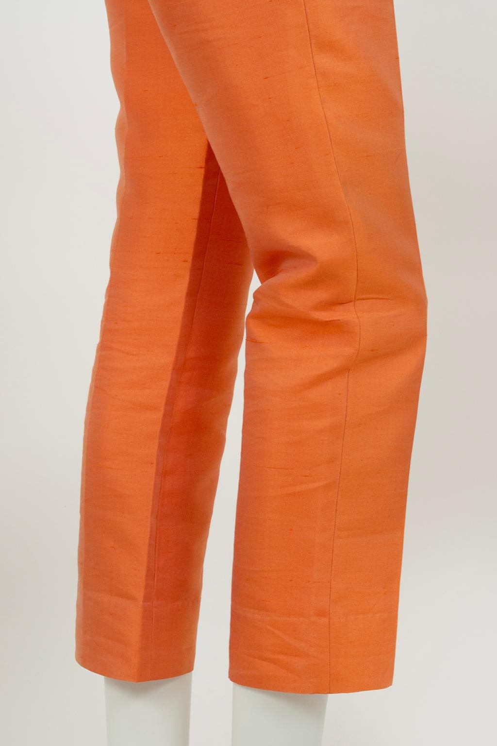 Ralph Lauren Cruise Orange Thai Silk Kick Flare Capri Pant, Hong Kong – S, 2001 For Sale 7