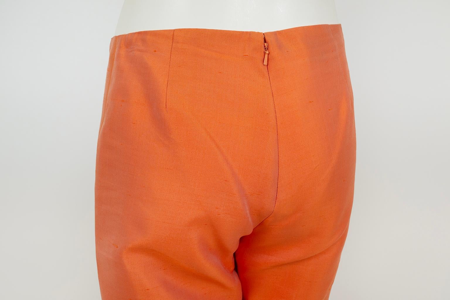 Ralph Lauren Cruise Orange Thai Silk Kick Flare Capri Pant, Hong Kong – S, 2001 For Sale 1
