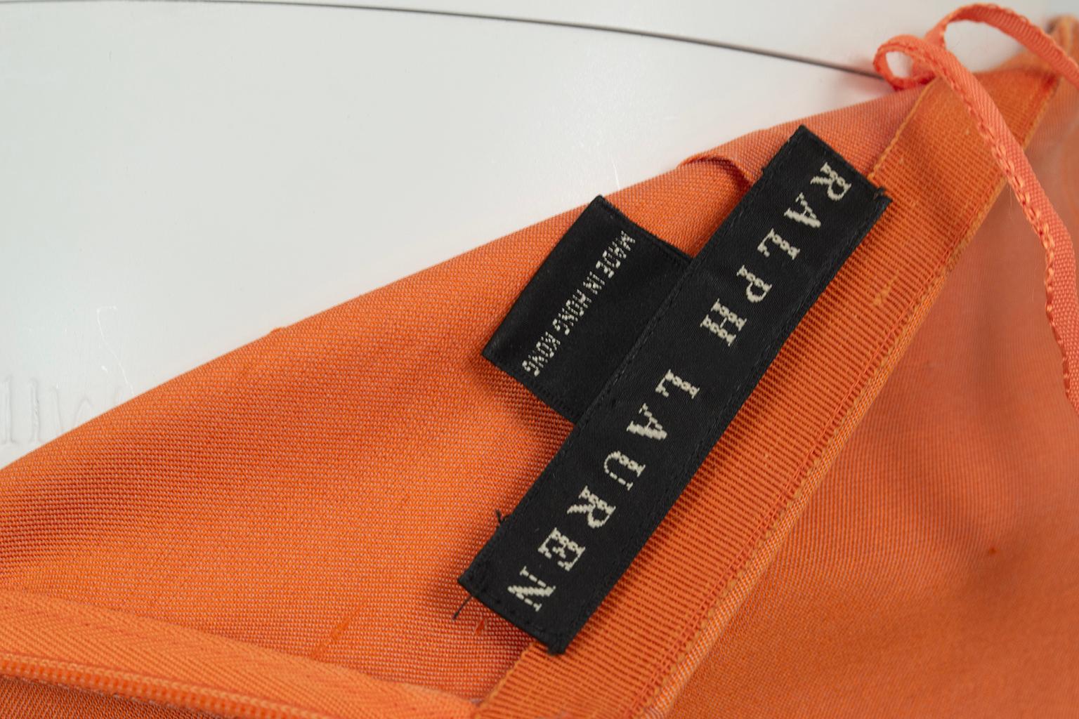 Ralph Lauren Cruise Orange Thai Silk Kick Flare Capri Pant, Hong Kong – S, 2001 For Sale 5