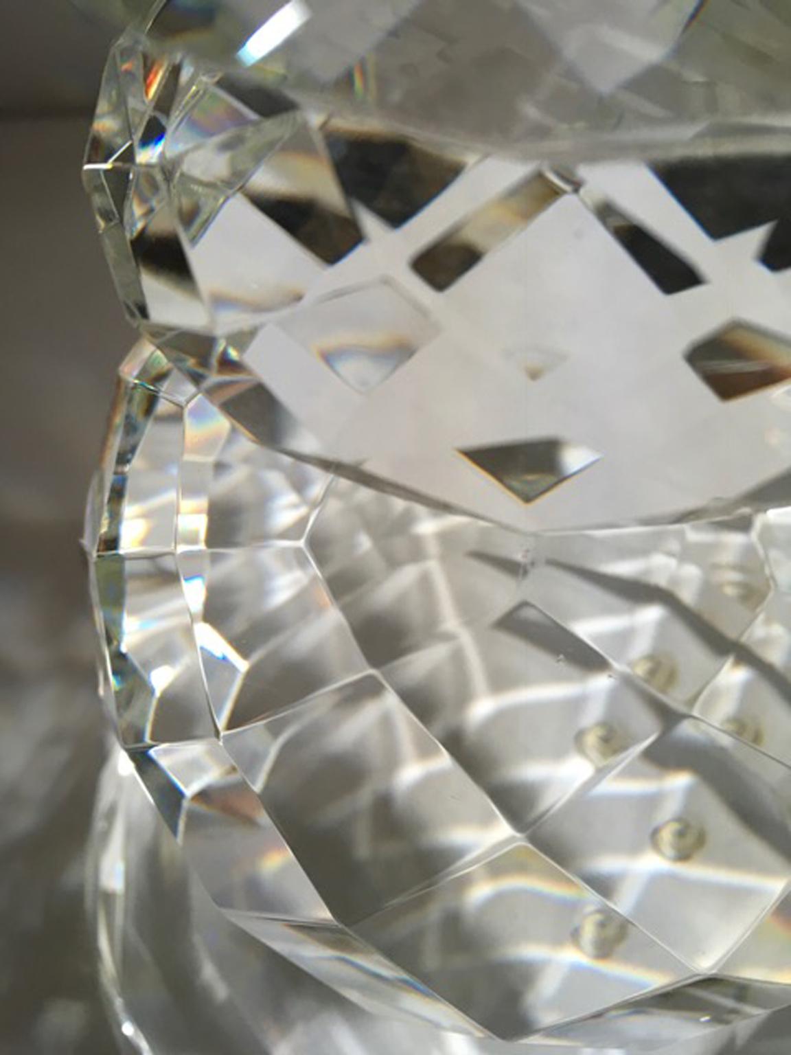 Ralph Lauren Tischlampe aus facettiertem Kristall mit Lampenschirm aus weißer Seide im Angebot 3