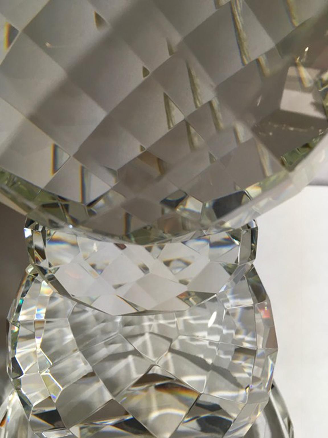 Ralph Lauren Tischlampe aus facettiertem Kristall mit Lampenschirm aus weißer Seide im Angebot 4