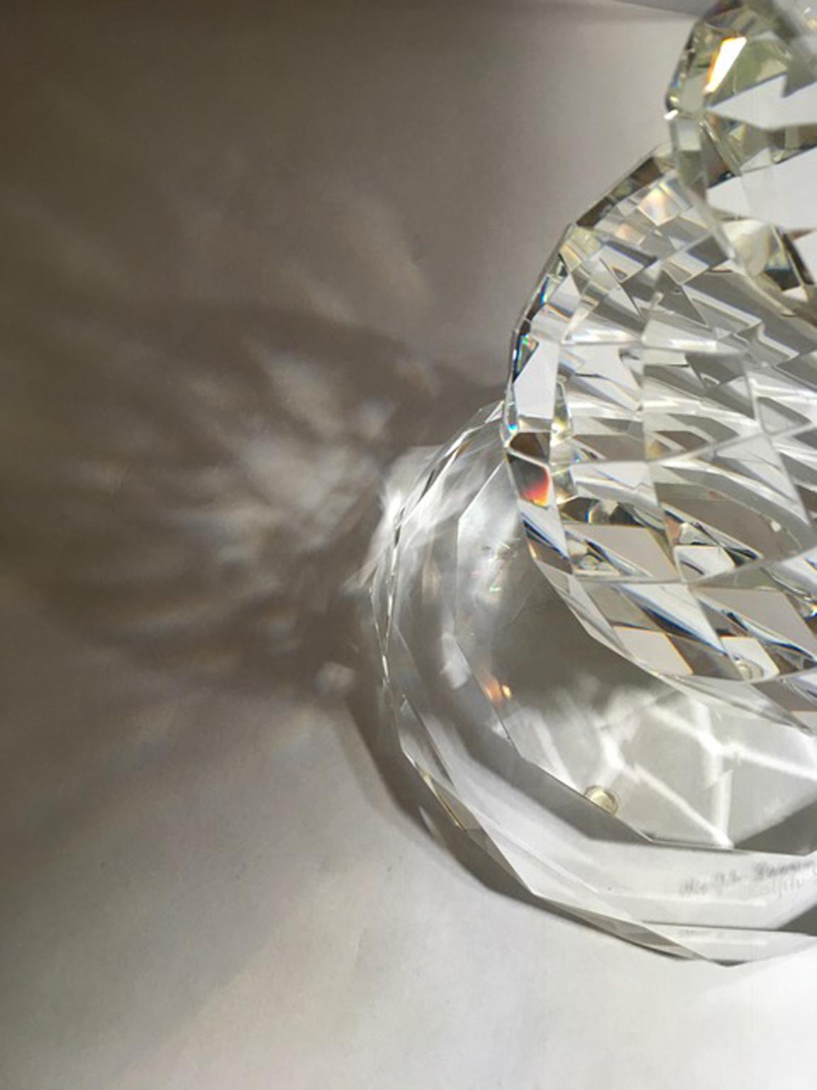 Lampe de bureau à facettes en cristal Ralph Lauren avec abat-jour en soie blanche en vente 6