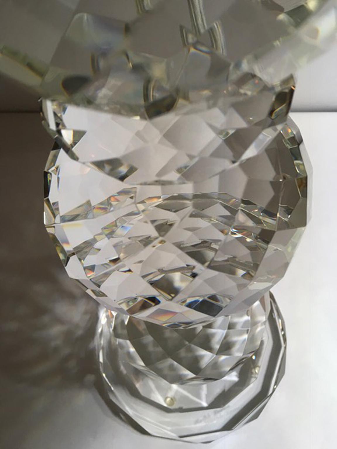 Ralph Lauren Tischlampe aus facettiertem Kristall mit Lampenschirm aus weißer Seide im Angebot 8