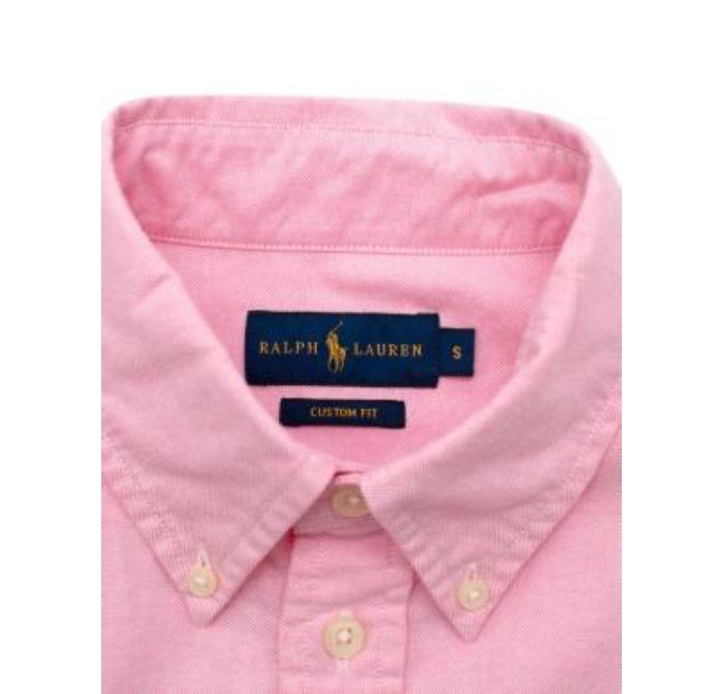 Ralph Lauren Custom Fit Pink Cotton Oxford Shirt In Good Condition For Sale In London, GB