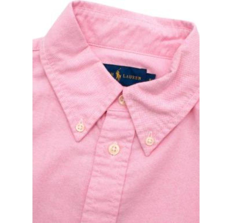 Women's Ralph Lauren Custom Fit Pink Cotton Oxford Shirt For Sale