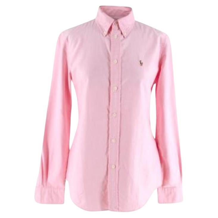Ralph Lauren Custom Fit Pink Cotton Oxford Shirt For Sale