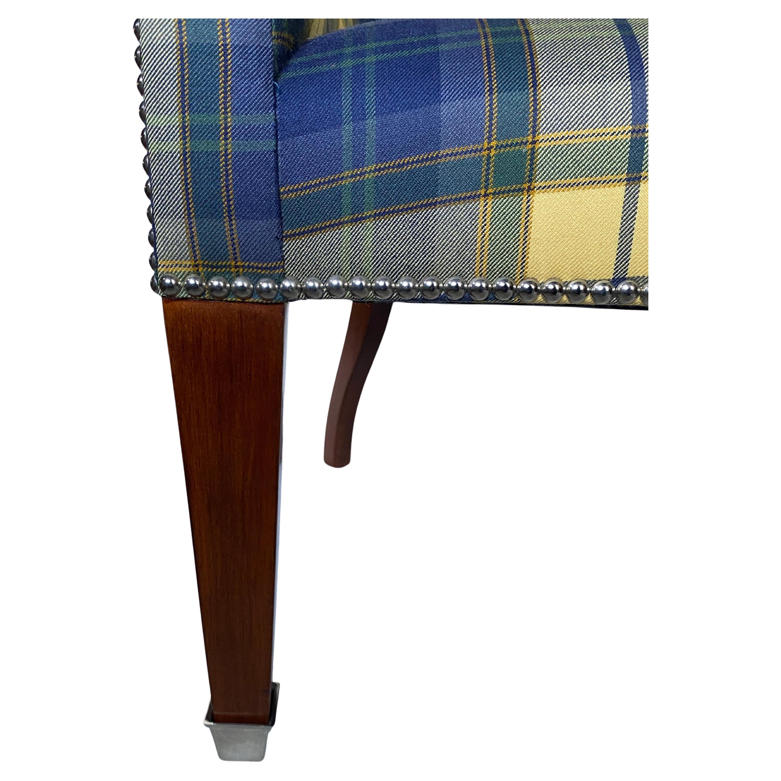 Ralph Lauren Custom Upholstered High Wing Back Hepplewhite Lounge Chair For Sale 2