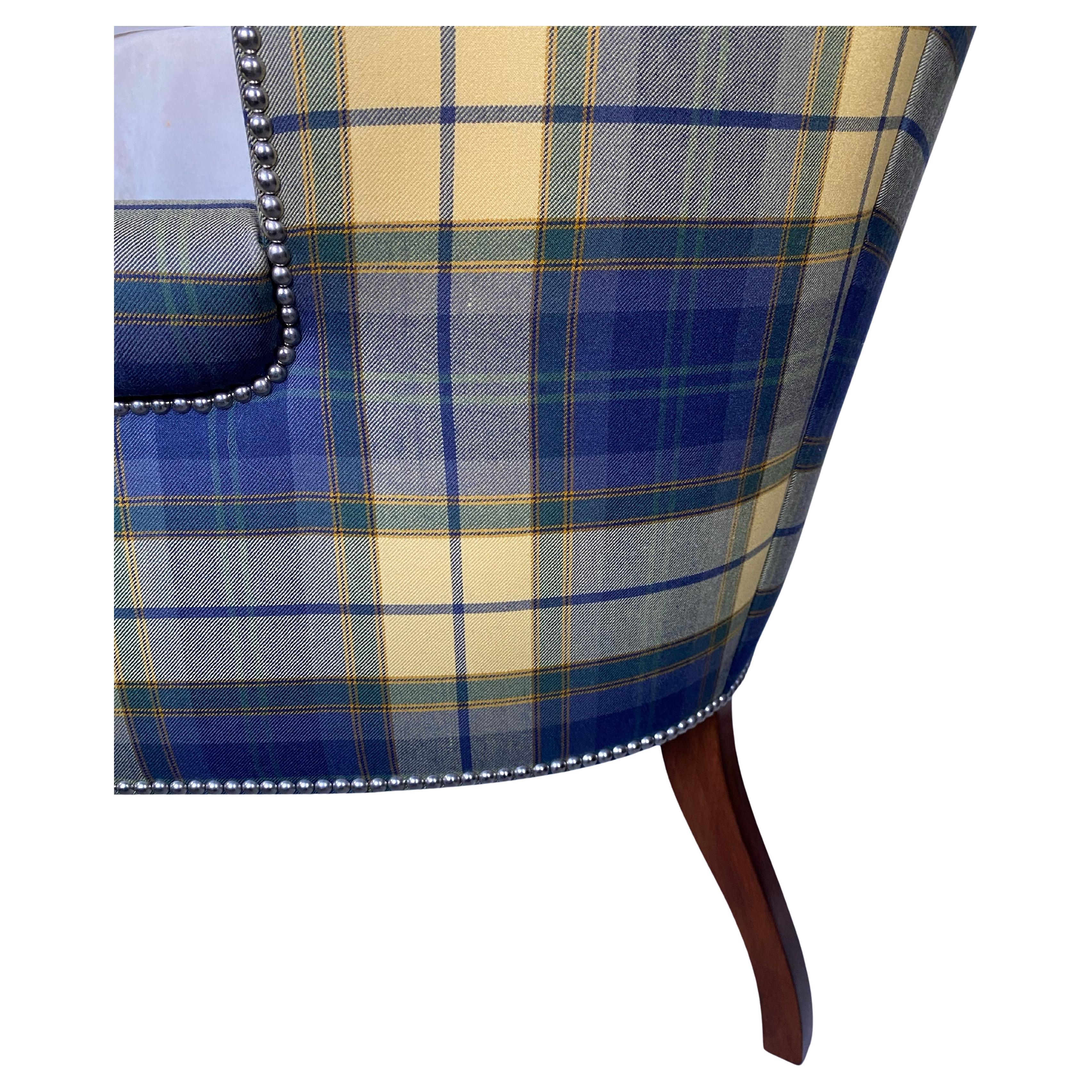 Ralph Lauren Custom Upholstered High Wing Back Hepplewhite Lounge Chair For Sale 3
