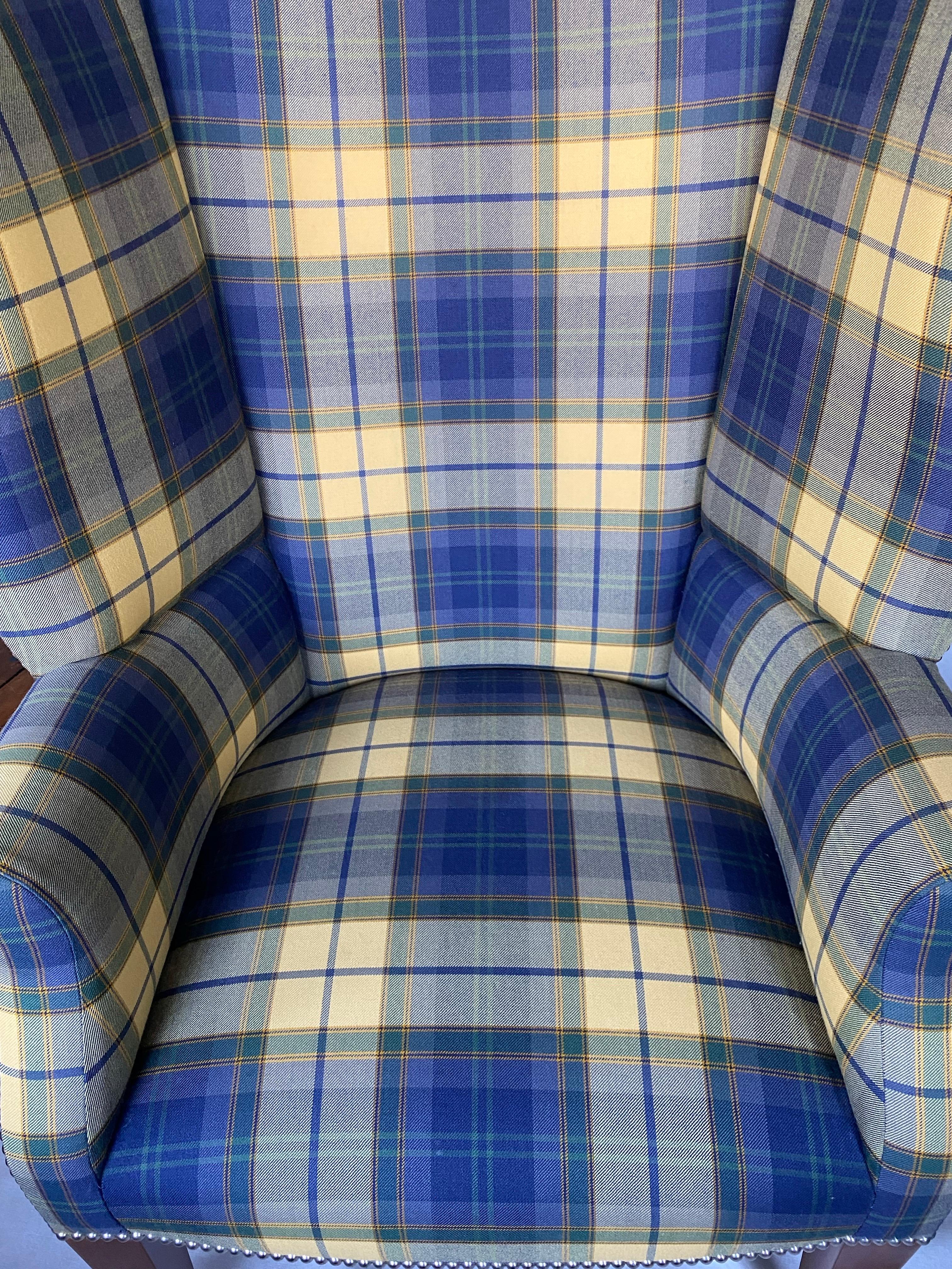 Ralph Lauren Custom Upholstered High Wing Back Hepplewhite Lounge Chair For Sale 4