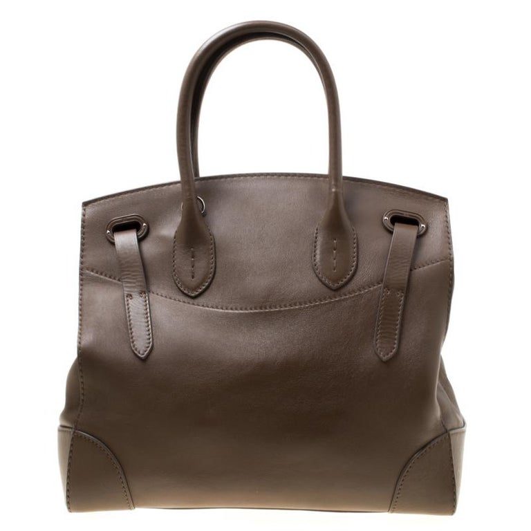 Ralph Lauren Dark Beige Leather Ricky Top Handle Bag