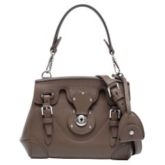 Ralph Lauren - Sac à main Ricky en cuir beige foncé avec poignée supérieure