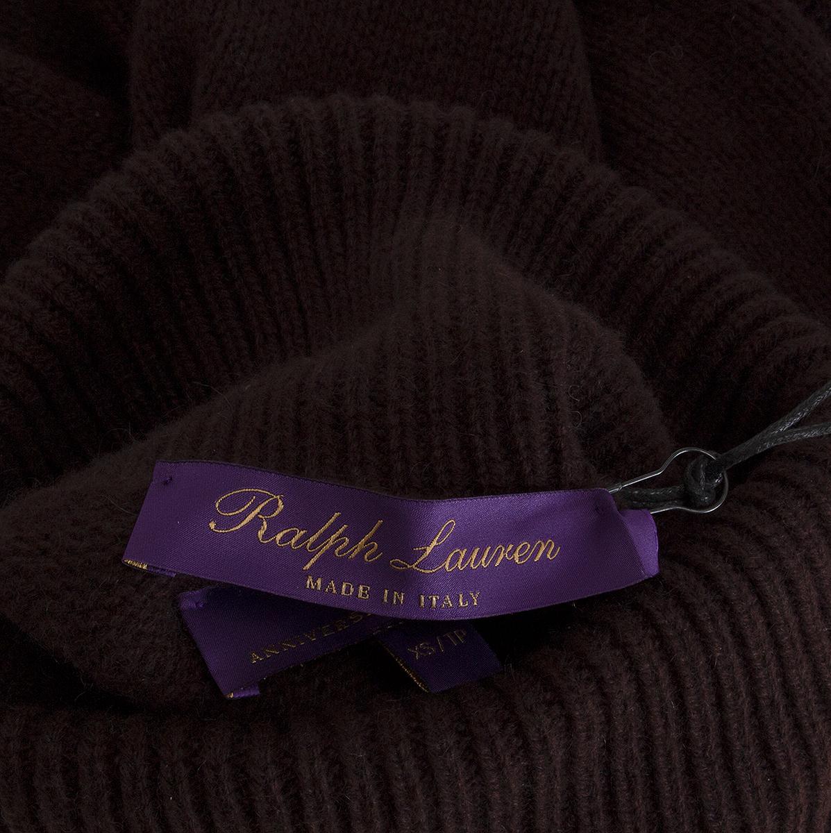 Black RALPH LAUREN dark brown cashmere TURTLENECK Sweater XS