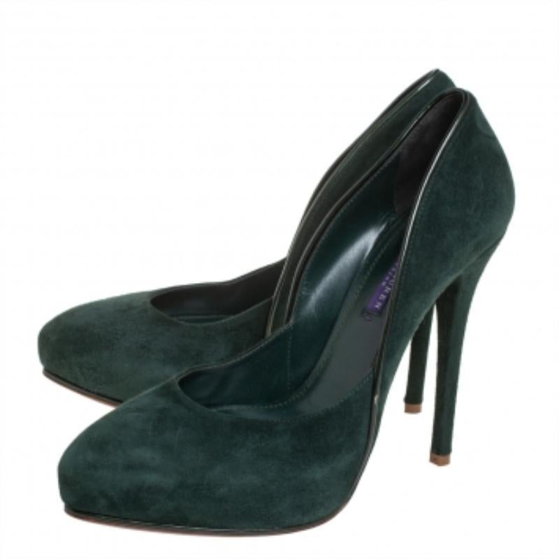 Crafted with smooth and luxurious suede, these pumps are versatile and a wardrobe classic. With this pair, Ralph Lauren brings to you one of its best designs that reflect the trends for the season. Revamp your collection of footwear with these dark
