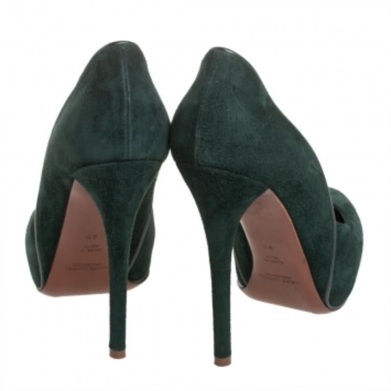 Ralph Lauren Dark Green Suede Platform Pumps Size 38 For Sale 1