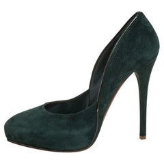 Ralph Lauren Dark Green Suede Platform Pumps Size 38