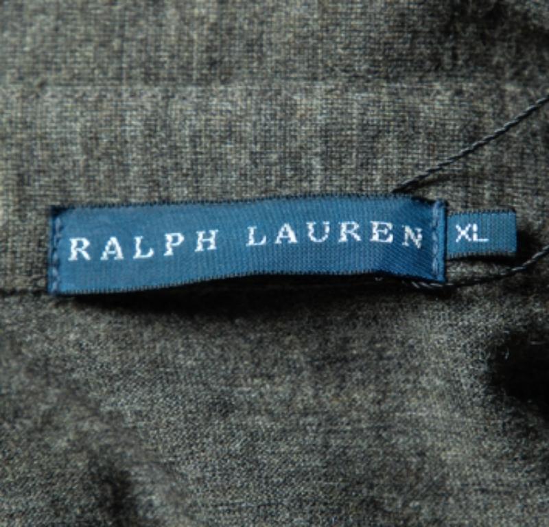 Polo de manga larga de lana y cachemira gris oscuro Ralph Lauren XL Negro en venta