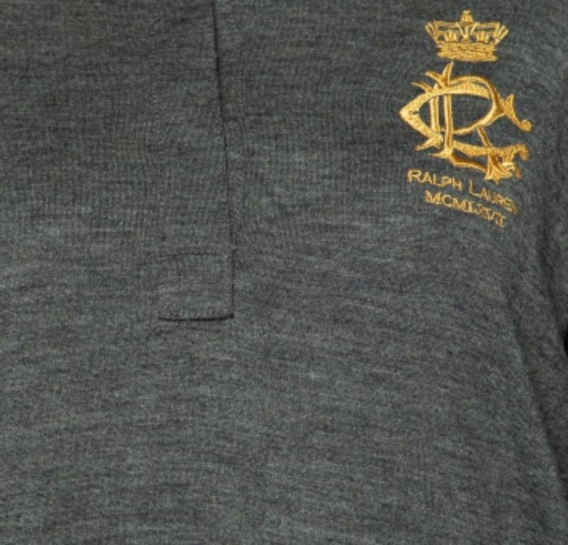 Polo de manga larga de lana y cachemira gris oscuro Ralph Lauren XL en Bueno estado para la venta en Dubai, Al Qouz 2