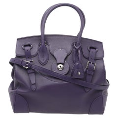Ralph Lauren Deep Purple Leather Soft Ricky Shoulder Bag