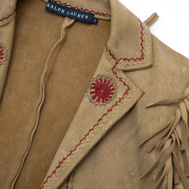 Ralph Lauren Deer Skin Leather Jacked with FringeTrim S at 1stDibs ralph lauren deerskin jacket