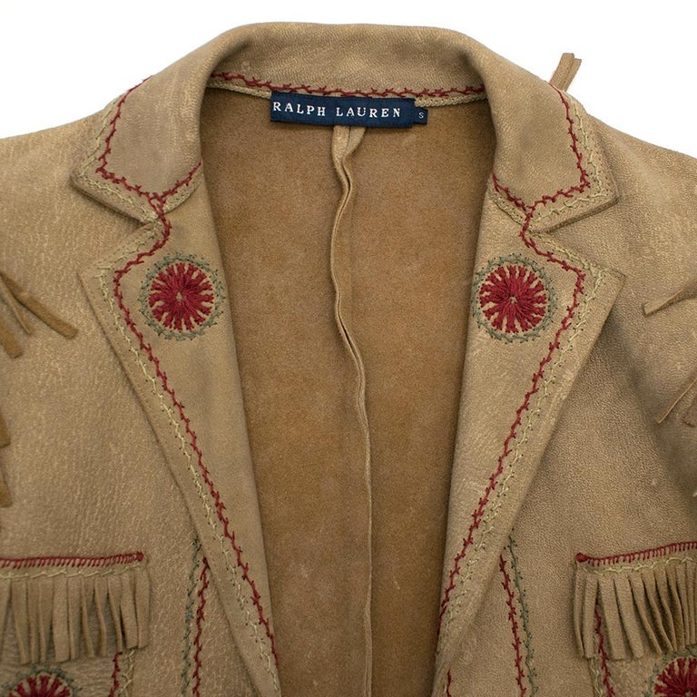 Ralph Lauren Deer Skin Leather Jacked with FringeTrim S at 1stDibs ralph lauren deerskin jacket