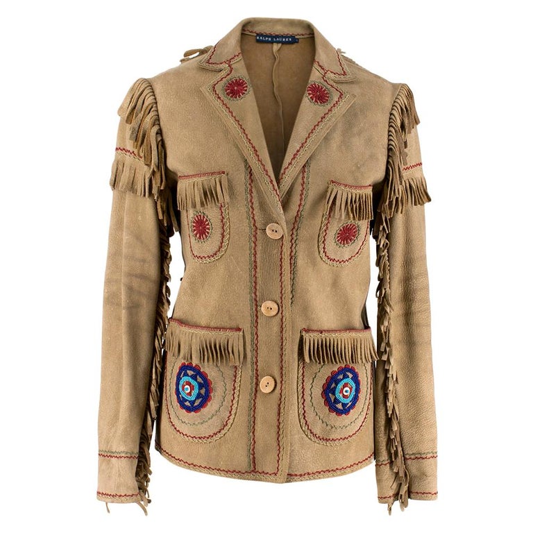 Ralph Lauren Deer Skin Leather Jacked with Fringe-Trim S at 1stDibs | ralph  lauren deerskin jacket