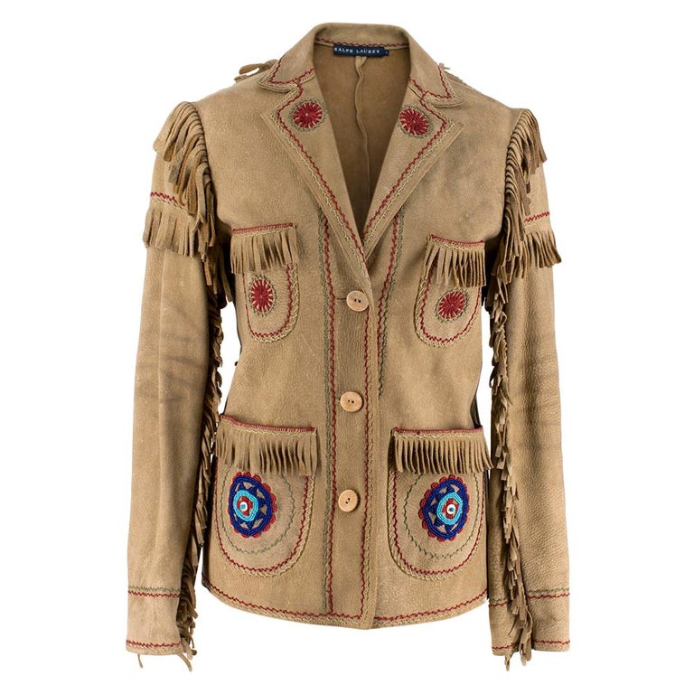 Ralph Lauren Deer Skin Leather Jacked with FringeTrim S at 1stDibs ralph lauren deerskin jacket