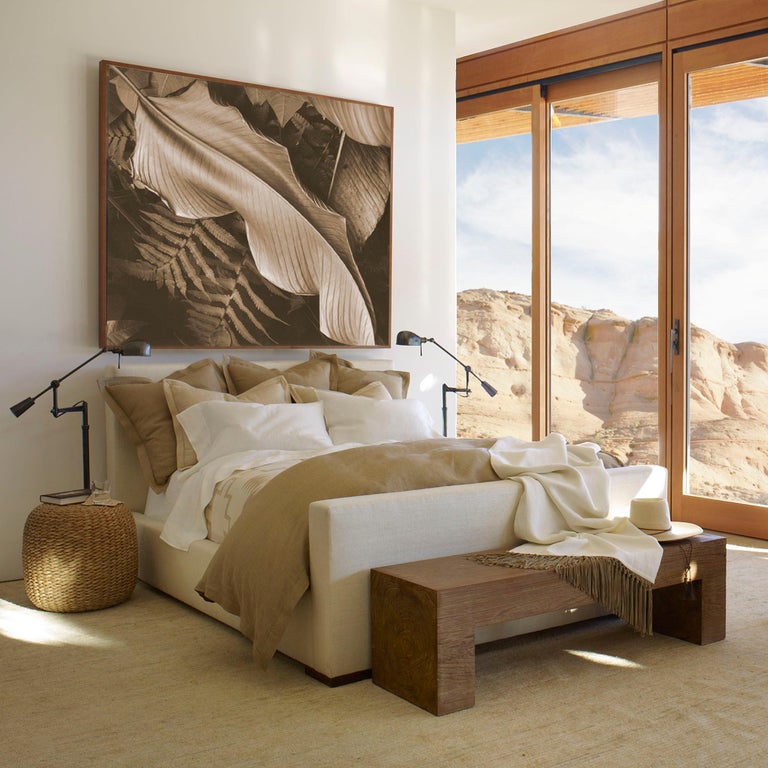 Ralph Lauren Desert Modern Teak And Cream Silk King Bed Custom
