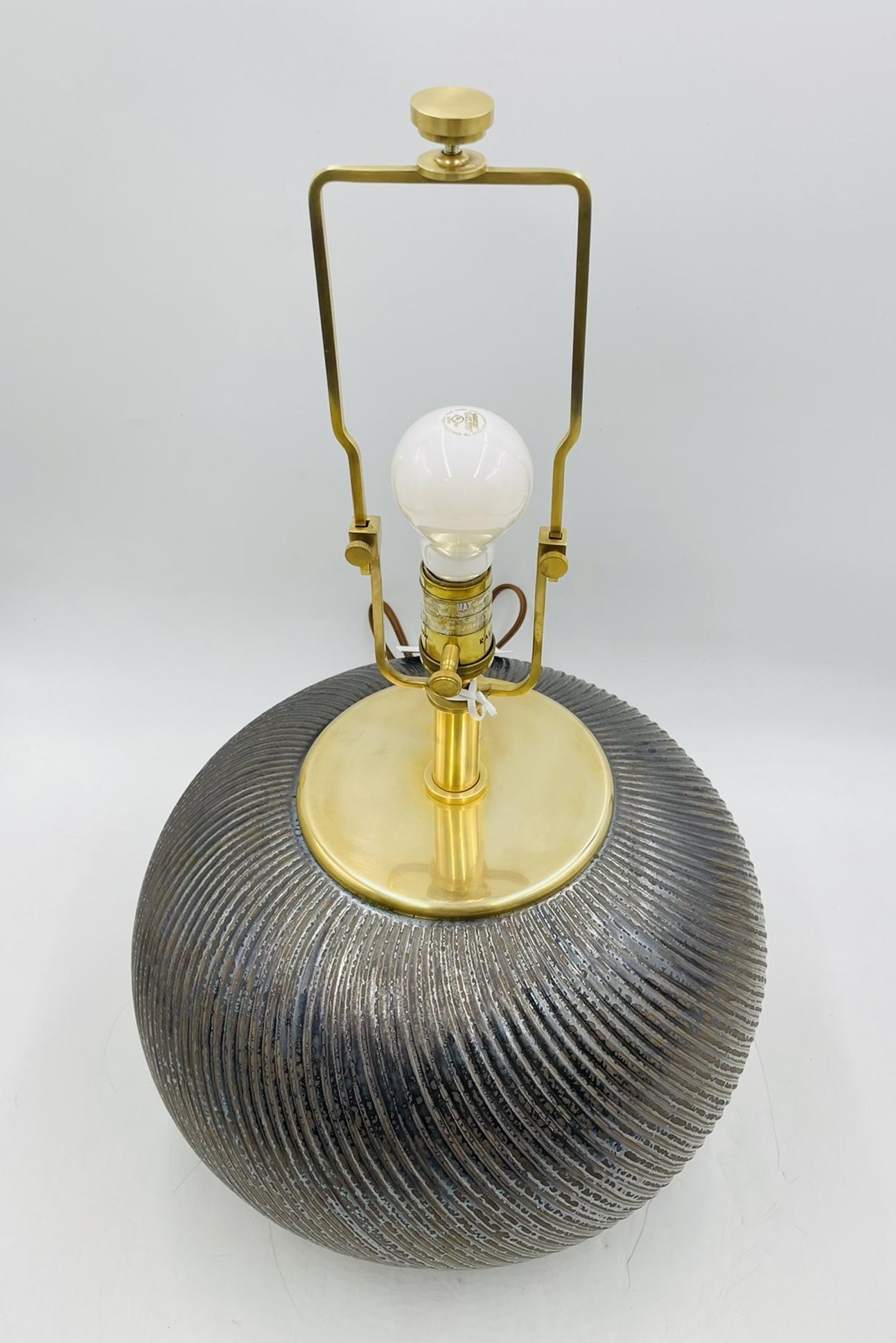 Ralph Lauren Designer Lamp with Reactive Ceramic Glaze & Brass For Sale 3