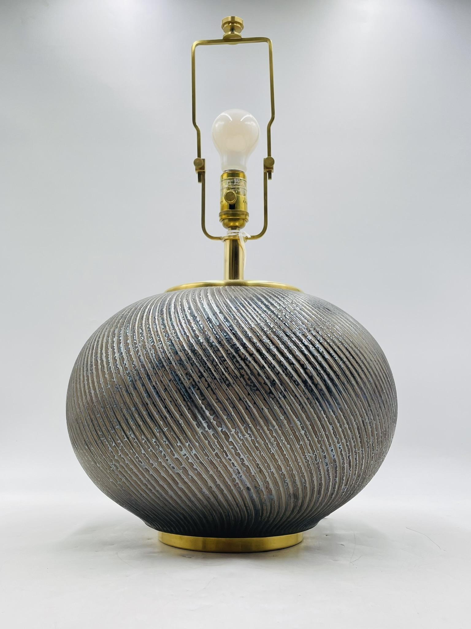 Ralph Lauren Designer Lamp with Reactive Ceramic Glaze & Brass For Sale 2