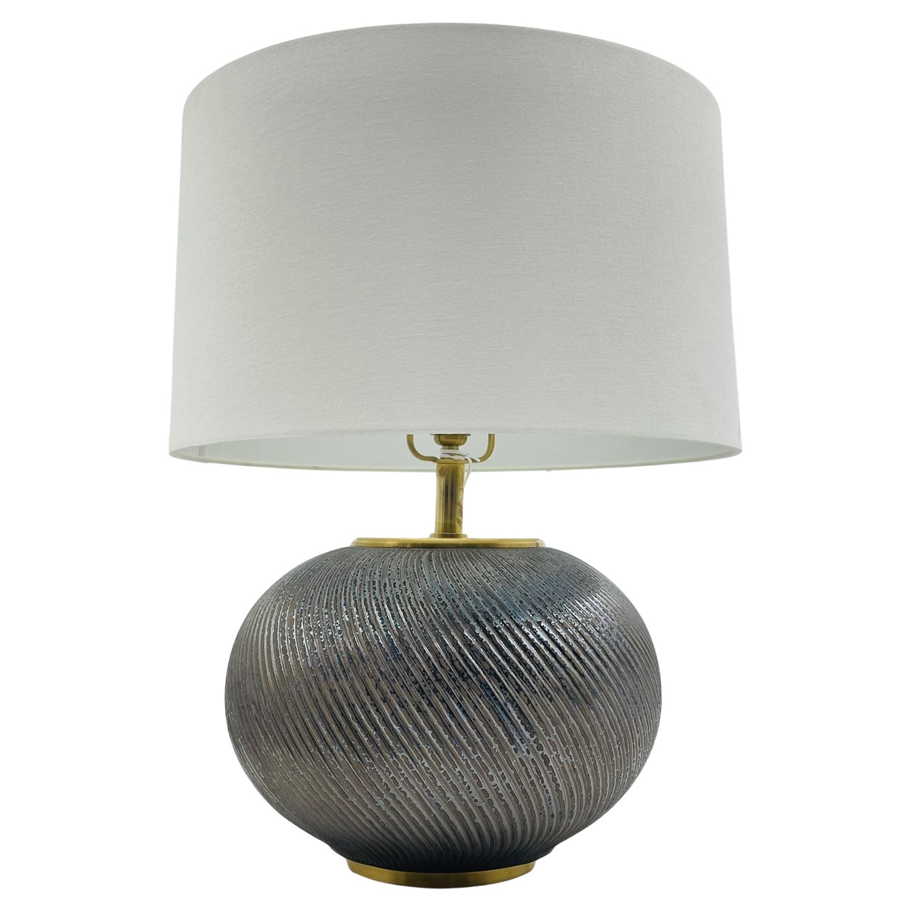 Ralph Lauren Designer Lamp with Reactive Ceramic Glaze & Brass For Sale