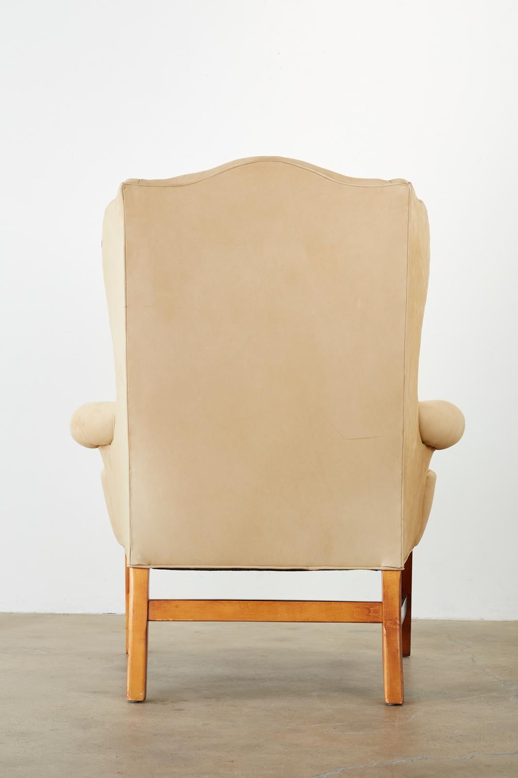 Ralph Lauren Devonshire Cigar Leather Wingback Chair 10