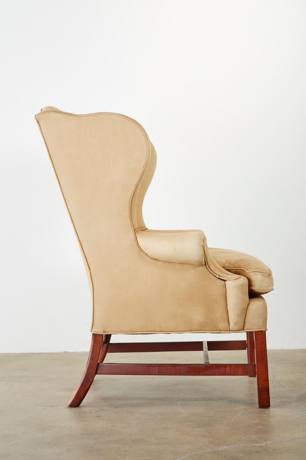 American Ralph Lauren Devonshire Cigar Leather Wingback Chair