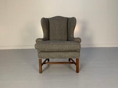 Ralph Lauren "Devonshire" Wing-Back Armchair - In Grey Herringbone Wool
