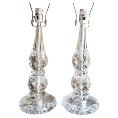 Ralph Lauren Diamond Cut Crystal Table Lamps, Pair