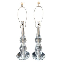 Ralph Lauren Diamond Cut Crystal Table Lamps, Pair