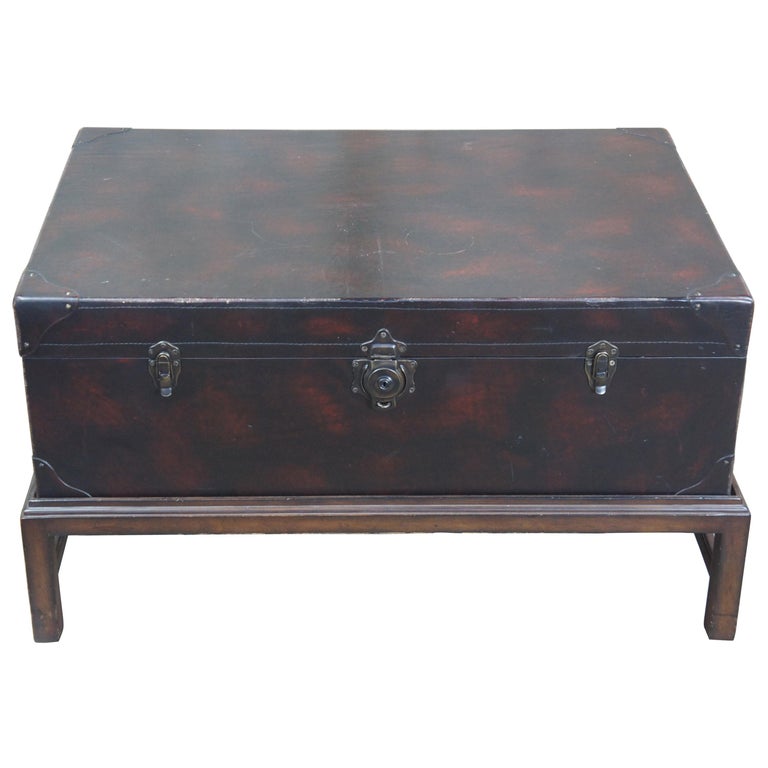 Ralph Lauren Distressed Leather Steam, Leather Steamer Trunk Coffee Table