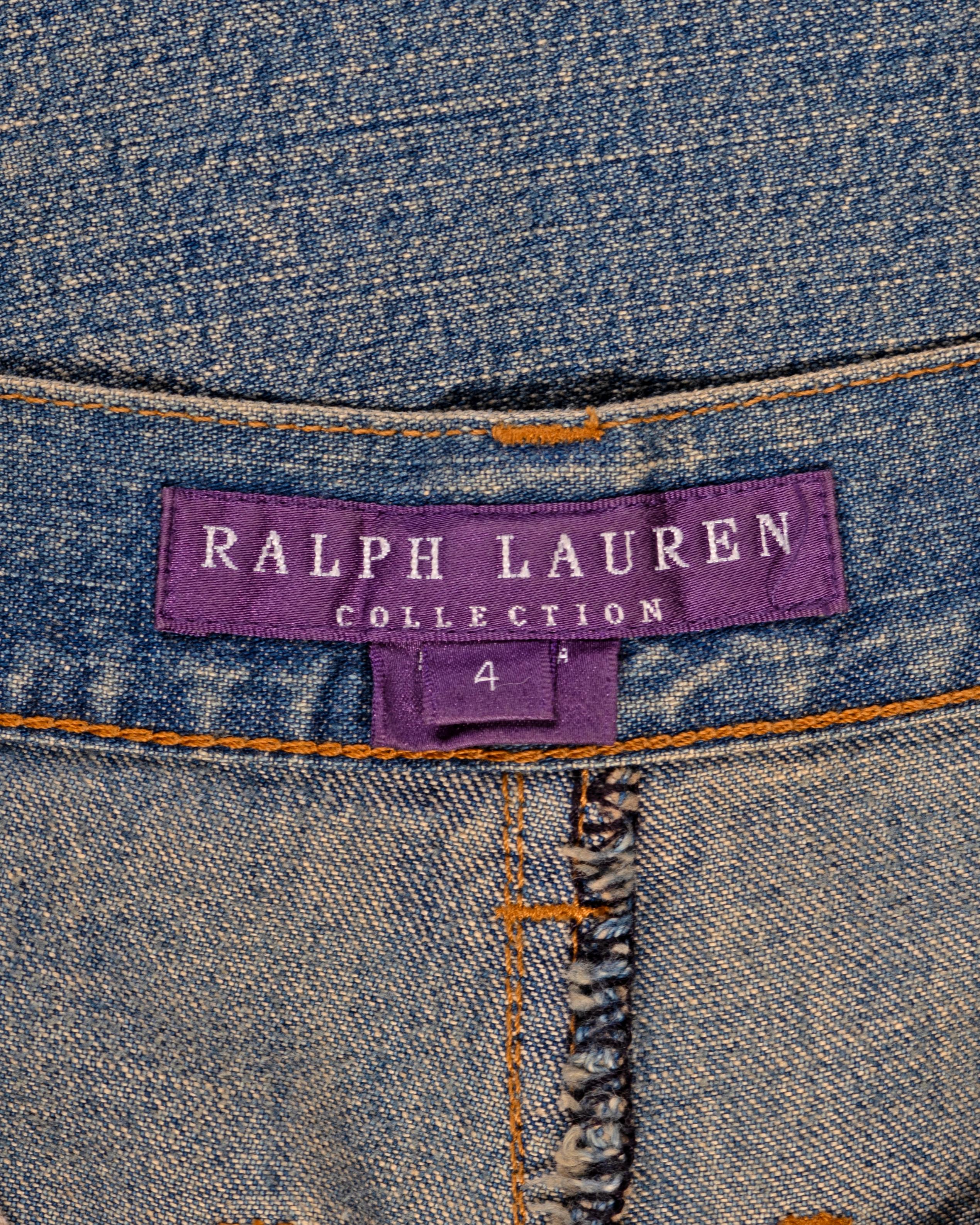 Ralph Lauren, jupe longue en jean délavé au sable avec traîne, printemps-été 2003 en vente 8