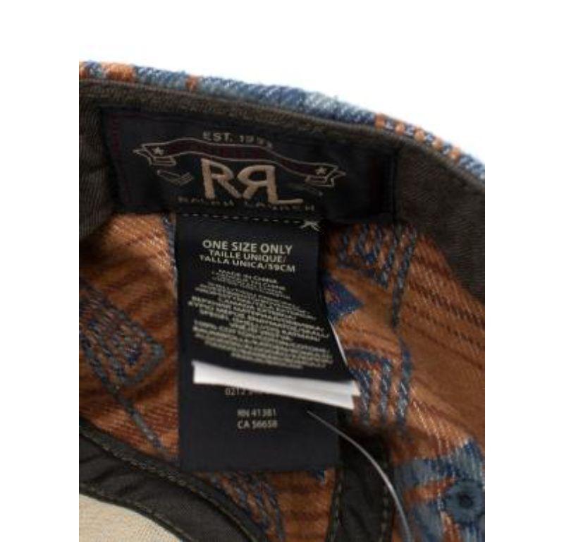 Ralph Lauren Double RL Blue & Copper Geometric Pattern Cotton Cap For Sale 1