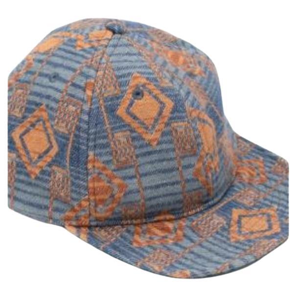 Ralph Lauren Double RL Blue & Copper Geometric Pattern Cotton Cap For Sale