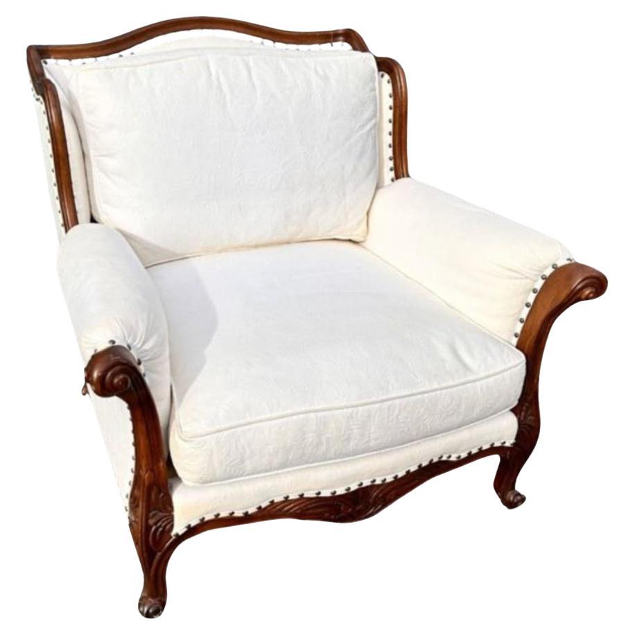 Ralph Lauren Down Stuffed Mahogany White Bergere Arm Chair