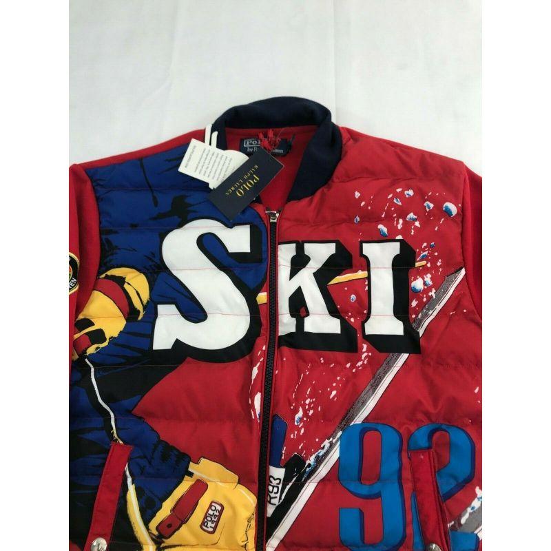 Ralph Lauren Downhill Skier Double-knit Ski Hybrid Down Jacket Red Blue Yellow In New Condition For Sale In Matthews, NC