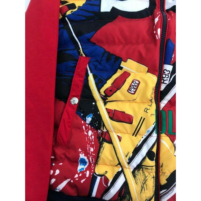 Ralph Lauren - Veste de ski hybride en duvet tricotée doublement rouge, bleue et jaune en vente 2