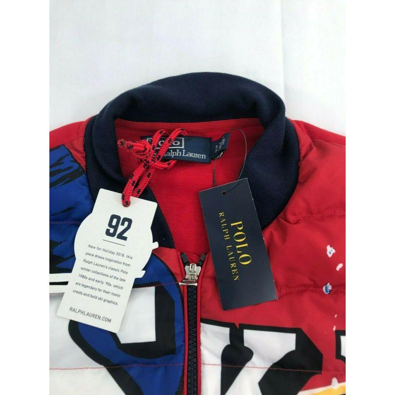 Ralph Lauren - Veste de ski hybride en duvet tricotée doublement rouge, bleue et jaune en vente 4