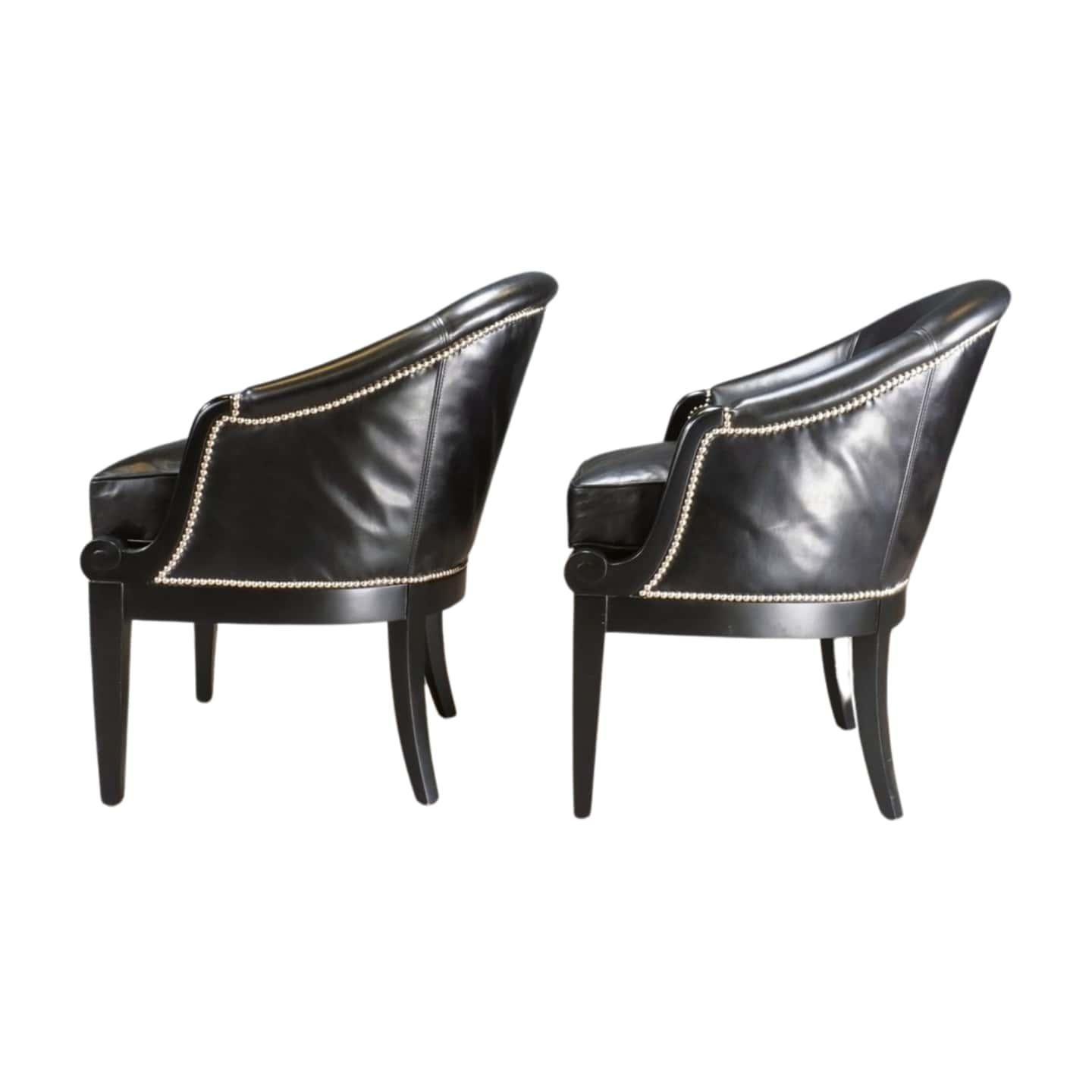 Americano Sedie Duchess di Ralph Lauren in pelle nera, set di due sedie