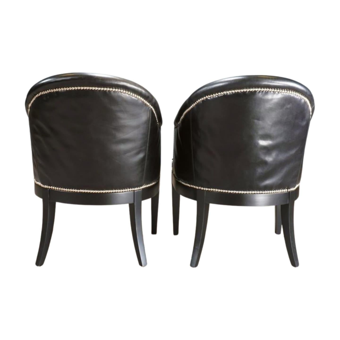 XXI secolo e contemporaneo Sedie Duchess di Ralph Lauren in pelle nera, set di due sedie